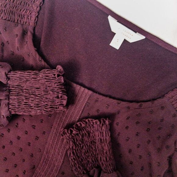 Burgundy Swiss Dot Layered Blouse by Lauren Conrad Size S - Picture 6 of 10